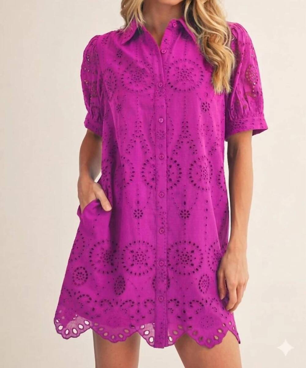 NEW JODIFL eyelet button-down dress in purple